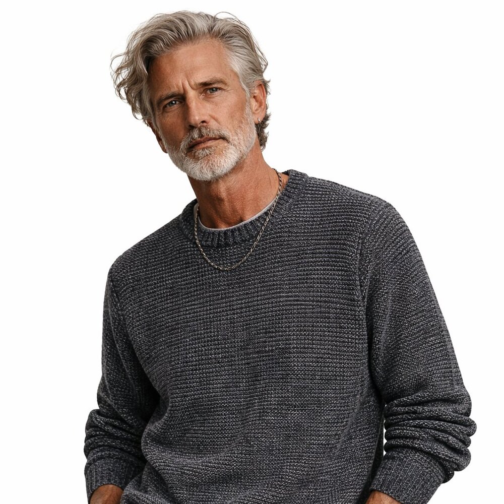 YUMMY - Threadbare Grey Textured Knit Sweater Size L Classic Crewneck